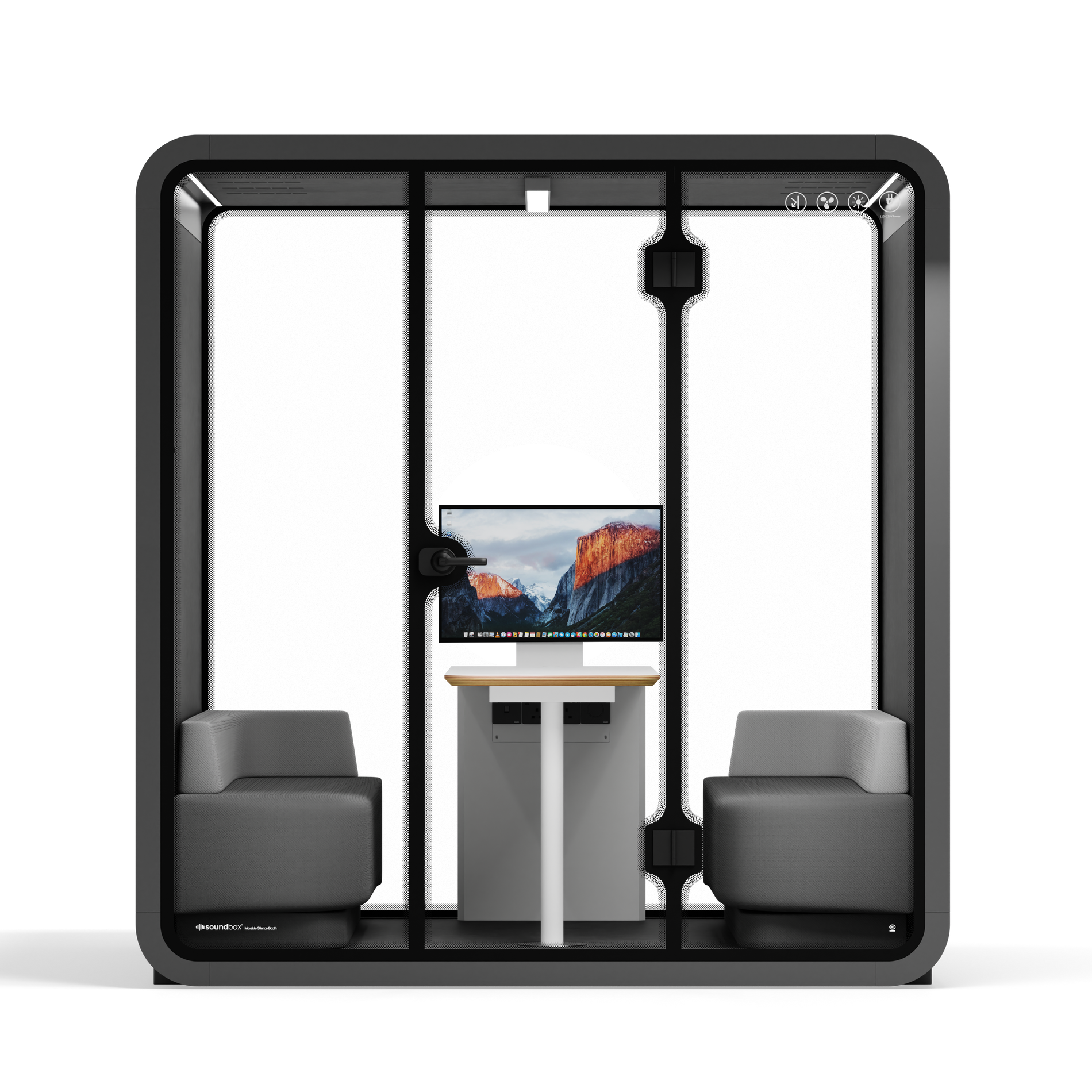 Meeting Booth Quell - 6 PersonWooden / Dark Grey / Furniture Set 1
