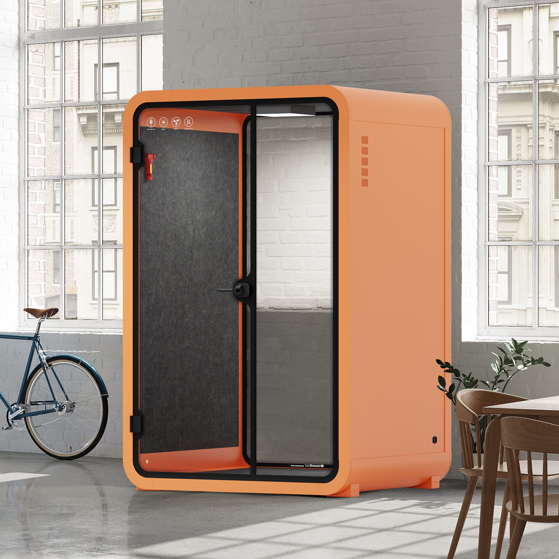 Office Phone Booth Quell - 2 PersonOrange / Dark Gray / No Furniture