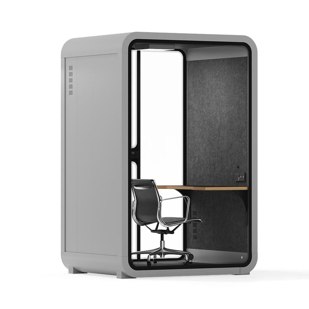 Office Phone Booth Quell - 2 PersonLight Grey / Dark Gray / Work Station + Designer Office Chair