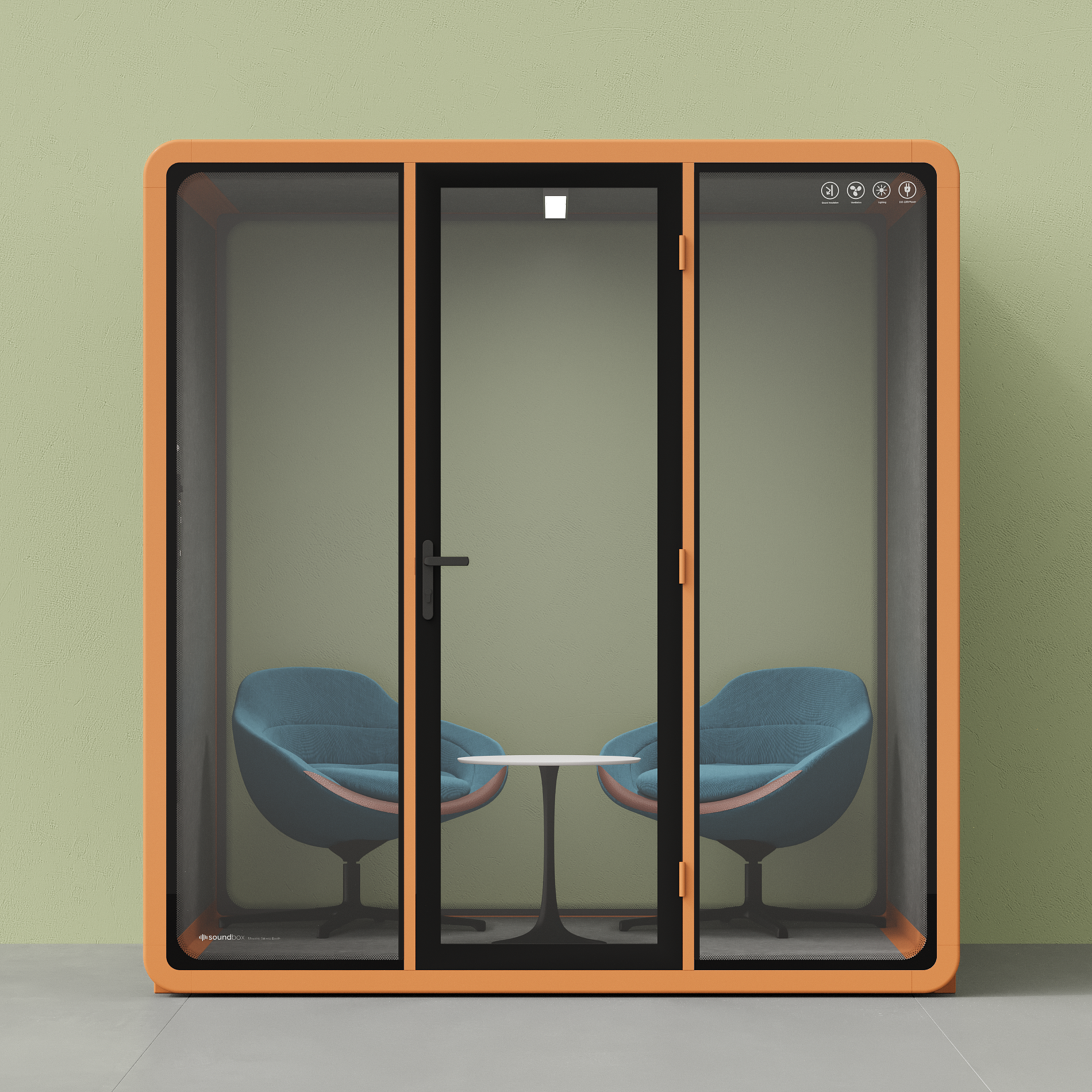 Quell - Coworker - 6 Person Meeting BoothOrange / Dark Grey / Furniture Set 2
