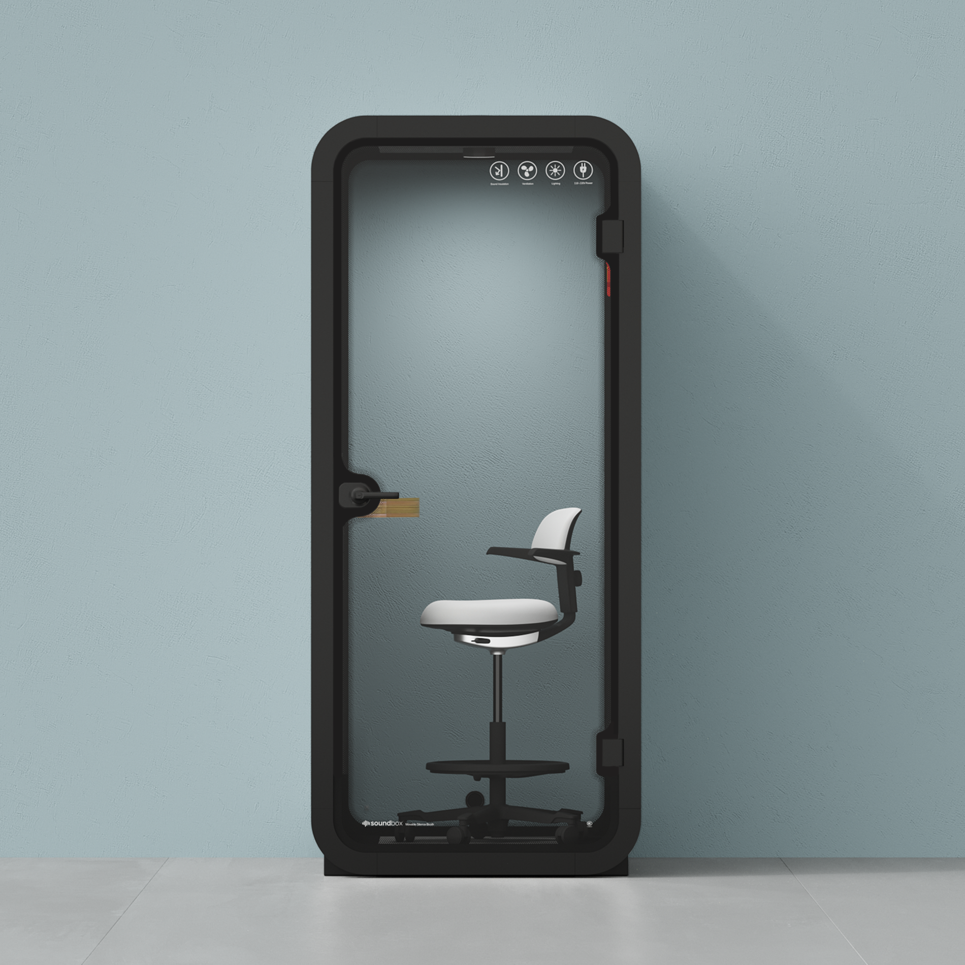 Office Pod Quell AcousticCharcoal / Dark Grey / With Furniture