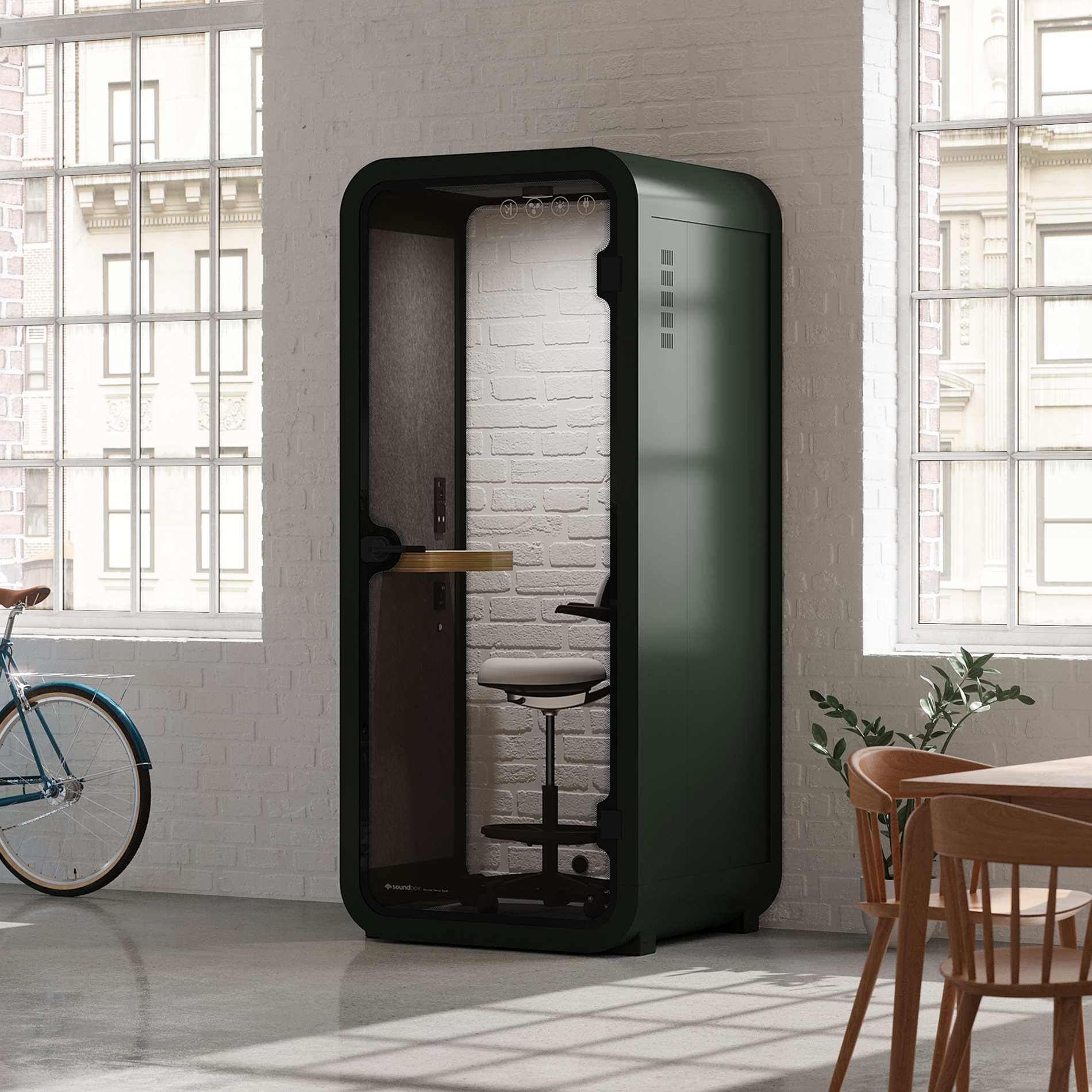 Office Pod Quell AcousticGreen / Dark Grey / With Furniture