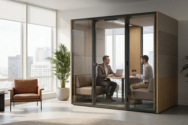 Soundproof meeting pod for venture capital and PE offices