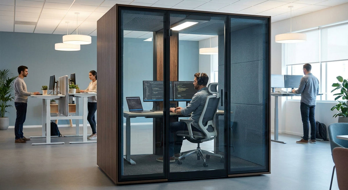 Soundproof office pod for software engineers