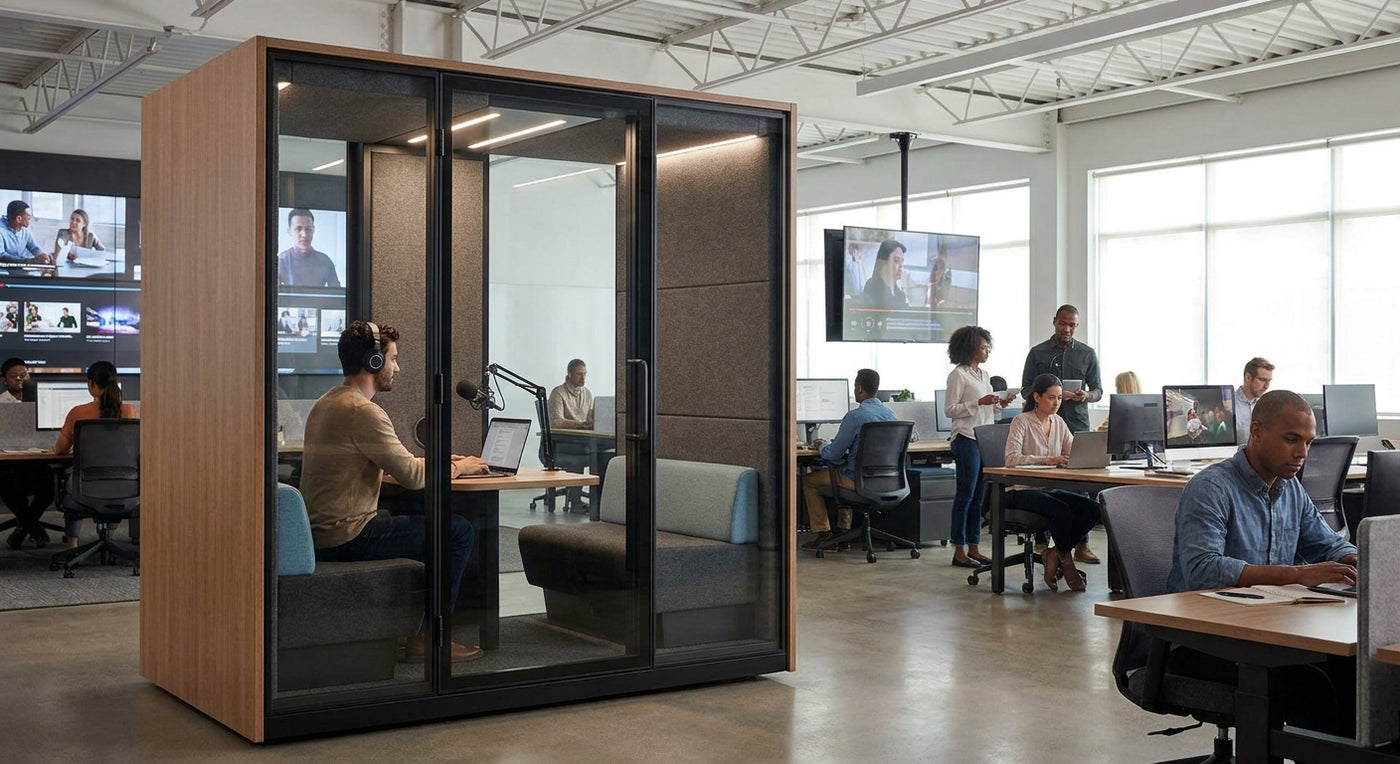 Office pod for concentration in media companies