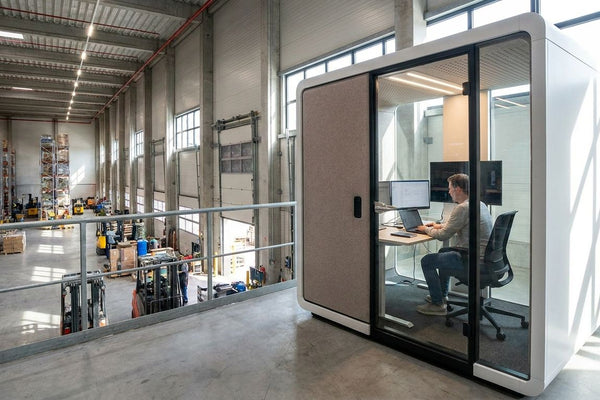 Soundproof booths for warehouse admin offices