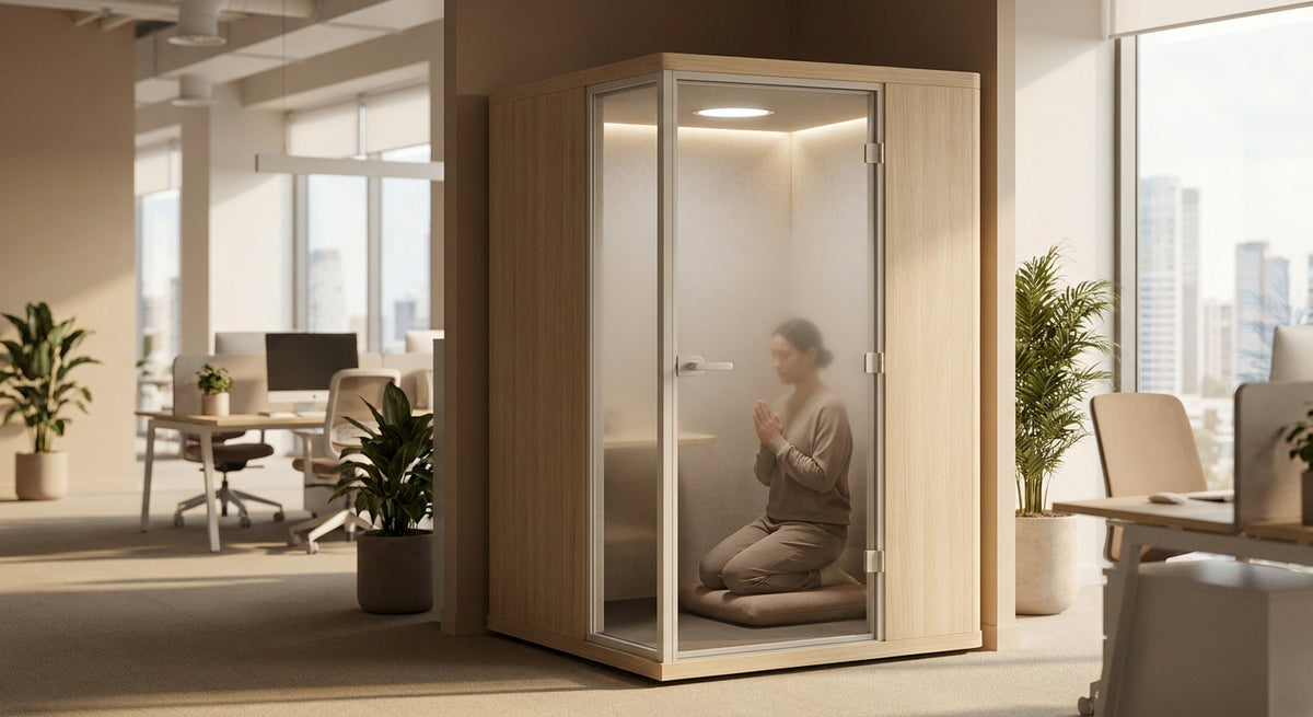 Soundproof pod for private prayer and meditation at work