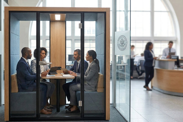 Acoustic meeting pod for public sector procurement teams