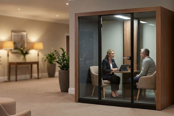 Private meeting pods for funeral home consultations
