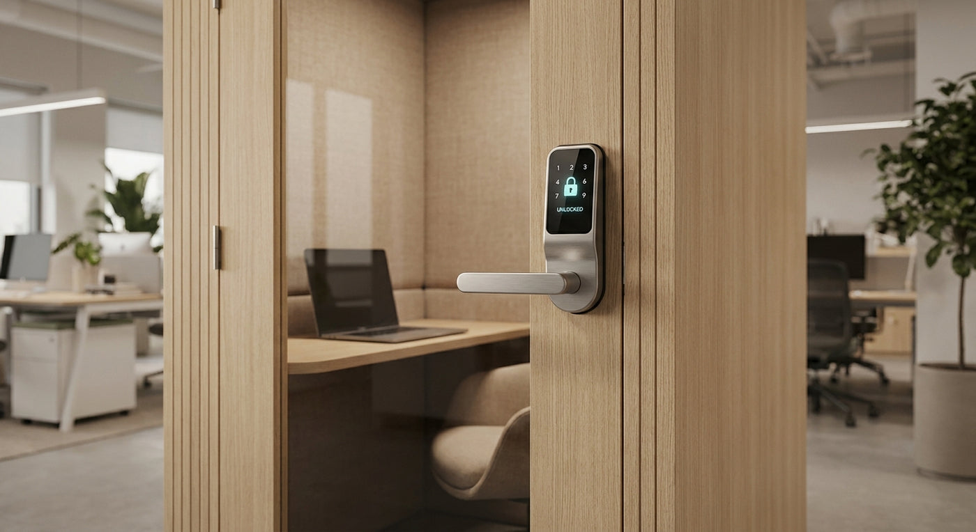 Office pod smart lock: securing private workspaces
