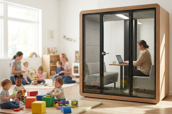 Office pods for daycare and childcare center staff