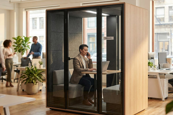Soundproof booth for real estate agent private calls