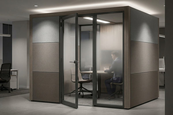 Soundproof booth for confidential HR disciplinary hearings