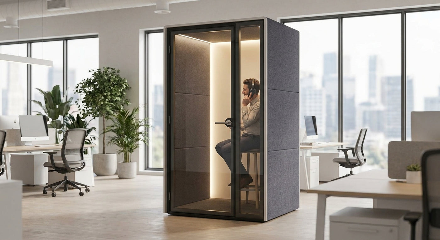 Solo acoustic pod for private calls in open offices