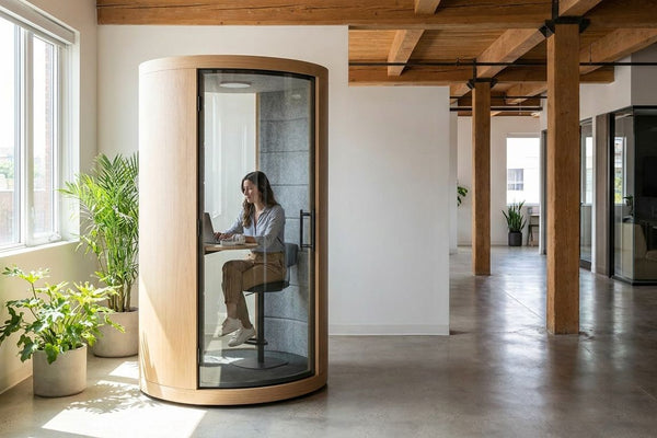 Battery-powered soundproof pods for offices without outlets