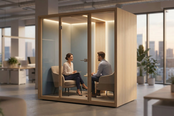 Soundproof pod for employee assistance programme sessions