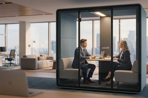 Soundproof meeting pod for management consulting teams