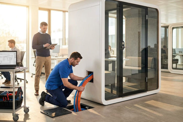 How to wire power and connectivity to office pods
