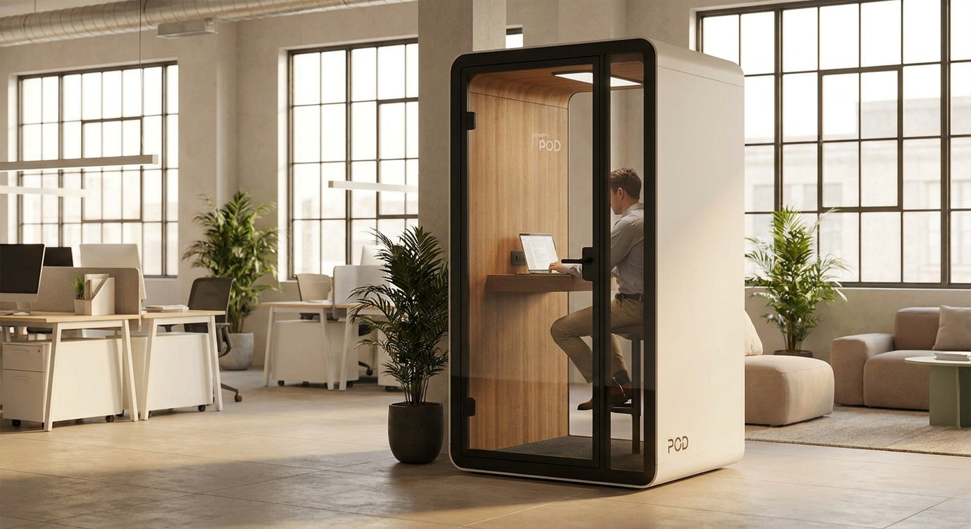 Phone booth pod for coworking spaces
