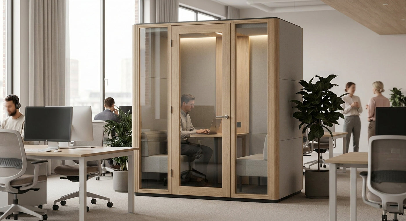 Soundproof office pods for open plan offices
