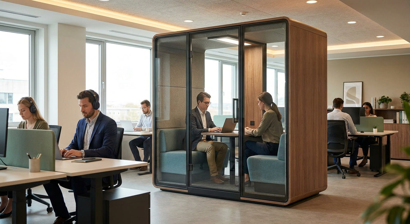 Soundproof office pod for open plan offices