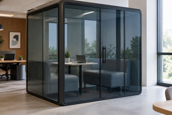 Can an office pod's glass panels be tinted for privacy?