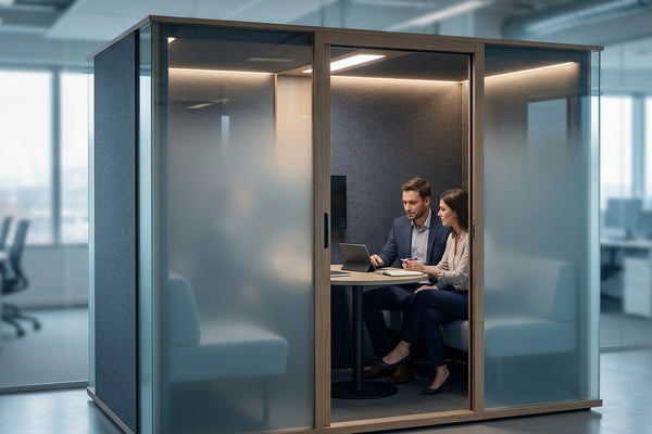 Soundproof pod for union representative private meetings