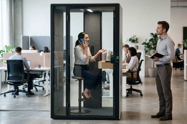 What is good etiquette for using an office phone booth?