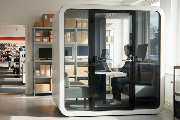 Soundproof pods for retail store back offices