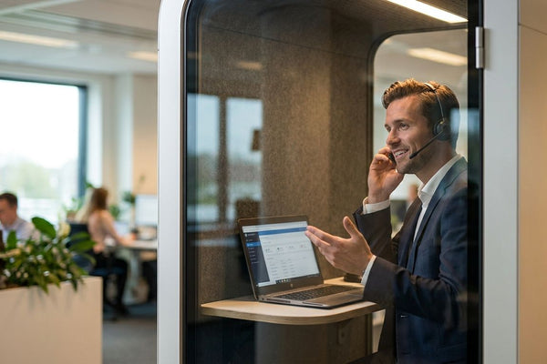 Soundproof booths for customer renewal and retention calls