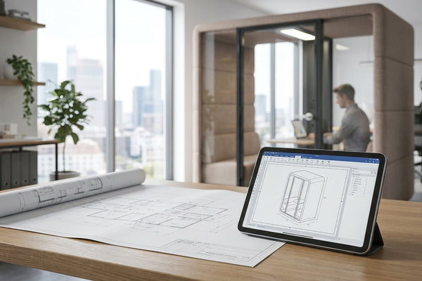 Office booth CAD block for space planning