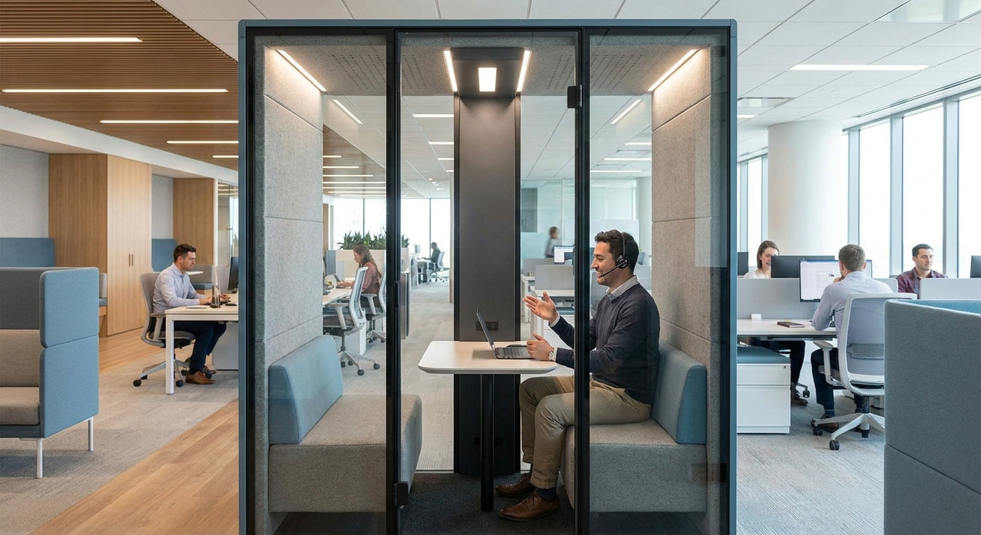 Soundproof office pod for sales teams and call floors