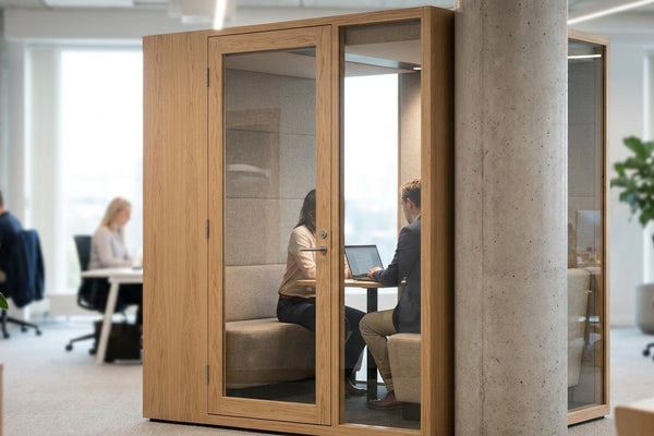 Acoustic pods for offices with structural pillars