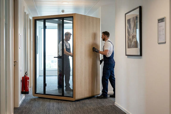 How to place an office pod in a narrow hallway