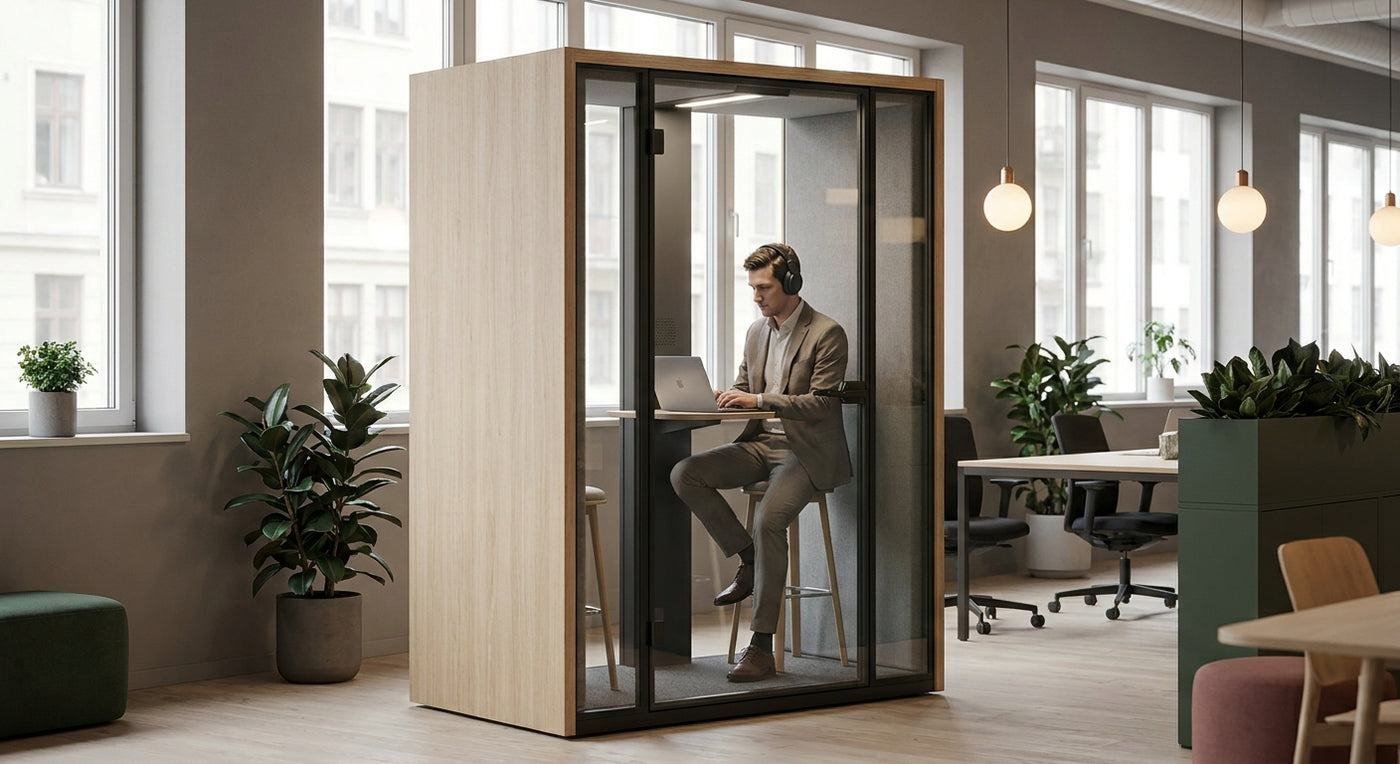 Soundproof phone booth for one-person focus calls