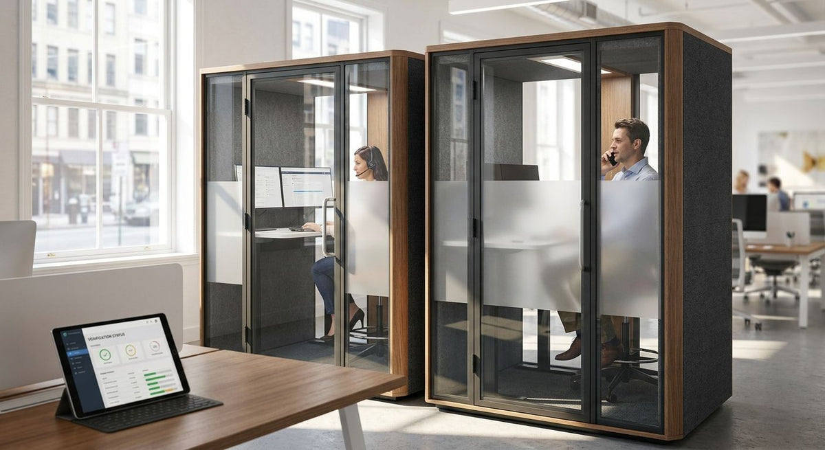 Acoustic pods for background check and verification teams