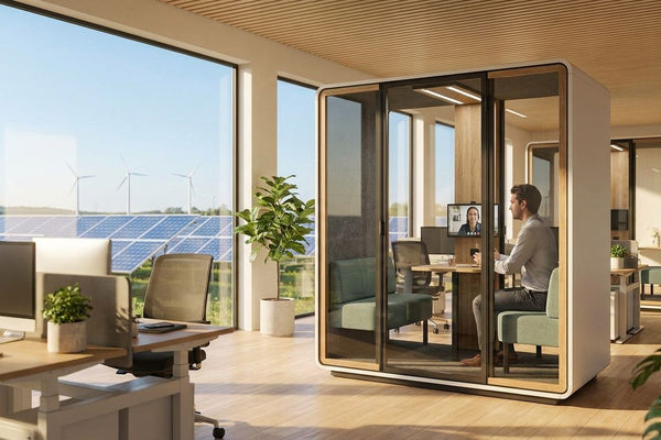 Acoustic pods for solar and renewable energy offices