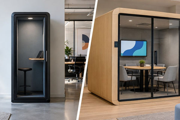 What is the difference between a phone booth and a meeting pod?