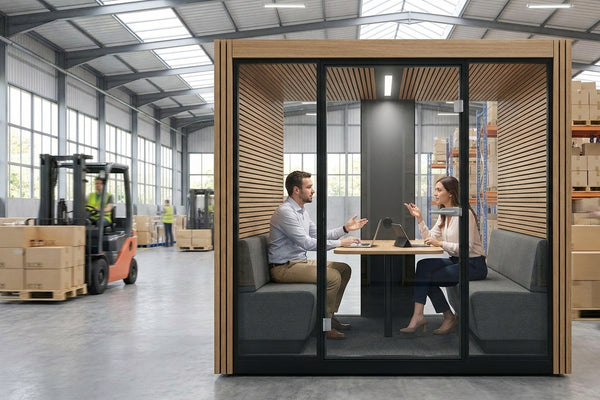 Soundproof meeting pod for logistics and supply chain teams