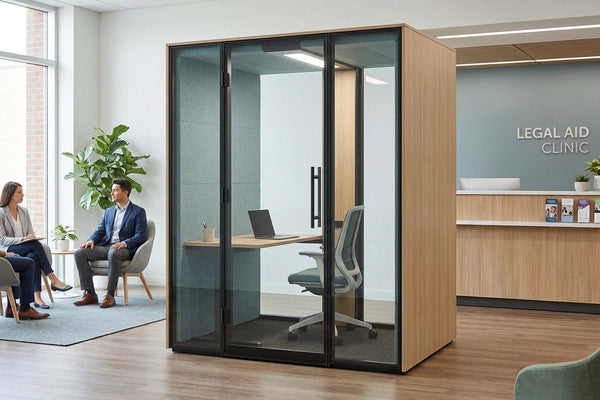 Soundproof office booth for legal aid and advice clinics
