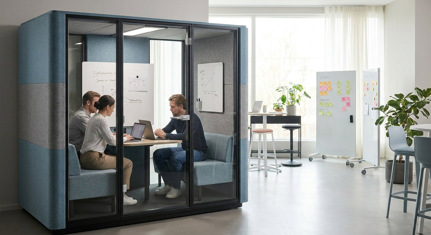 Soundproof meeting pod for agile sprint rooms