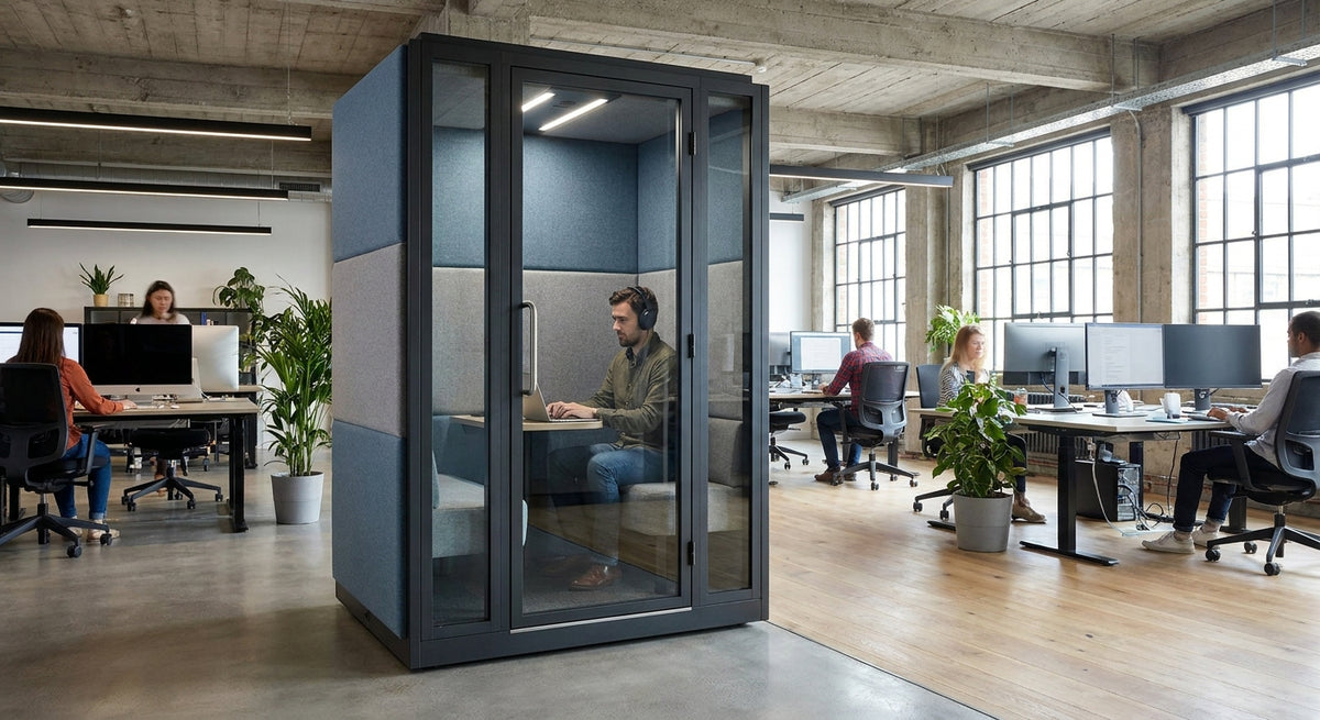 Soundproof phone booth for open-plan tech offices