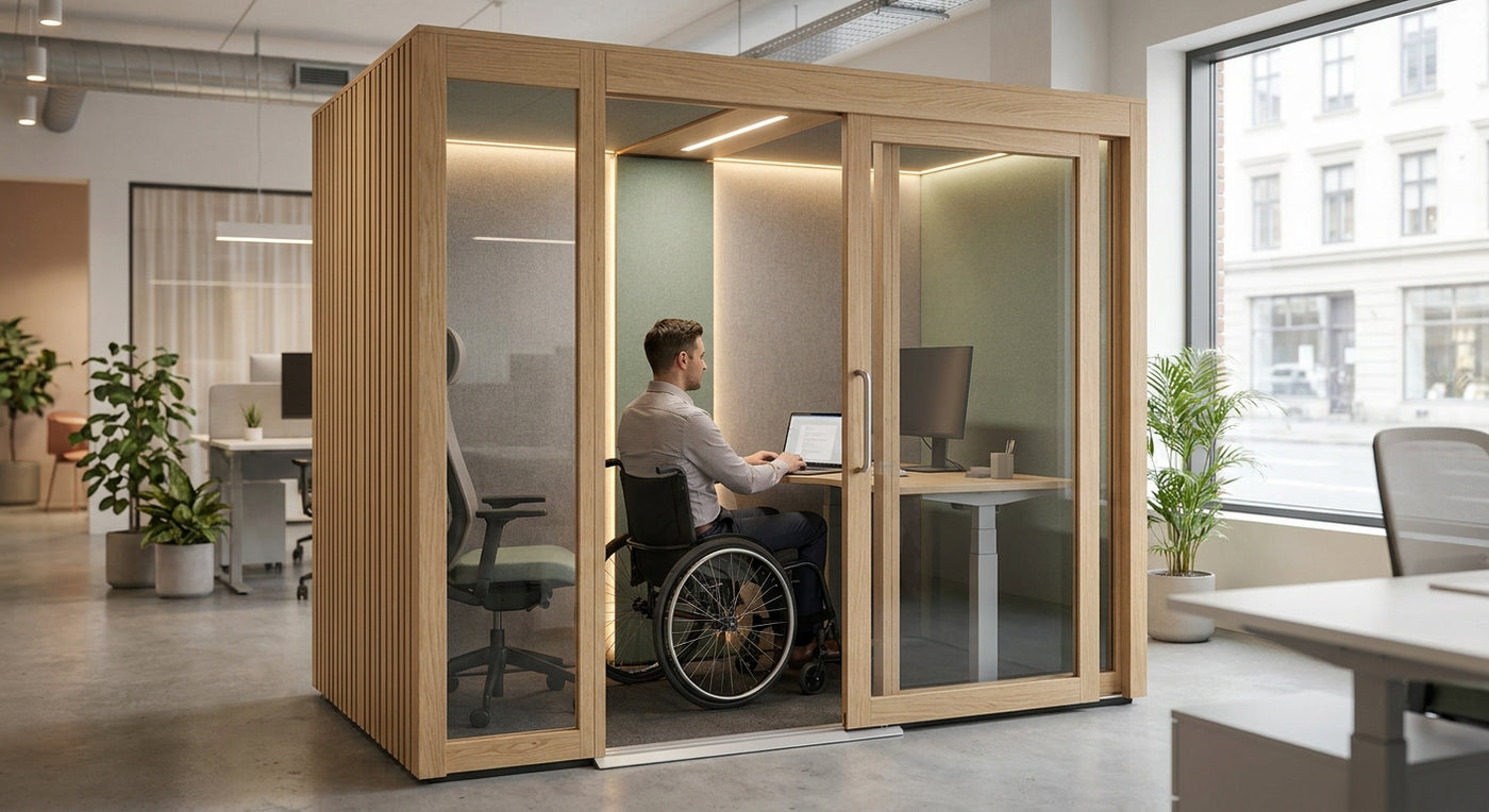 Inclusive office booths for wheelchair users