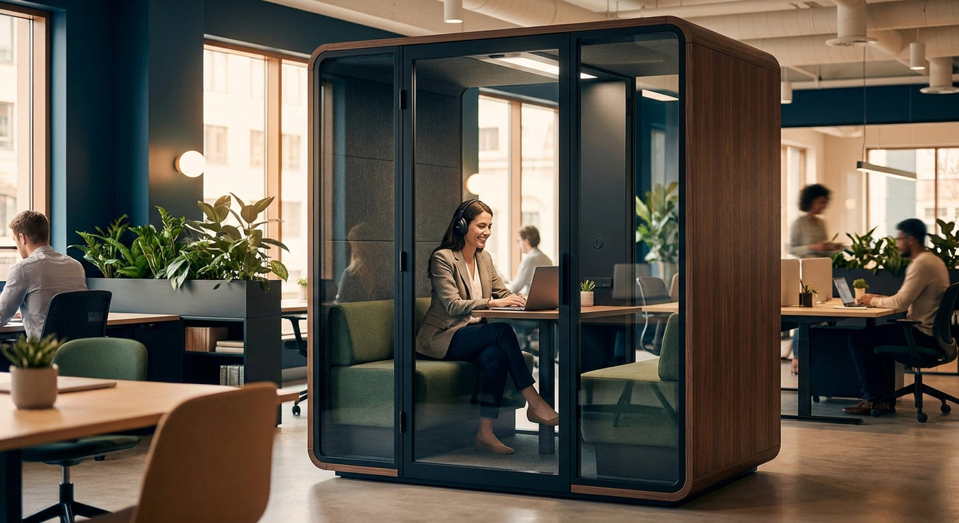 Office pod for video calls in a shared workspace