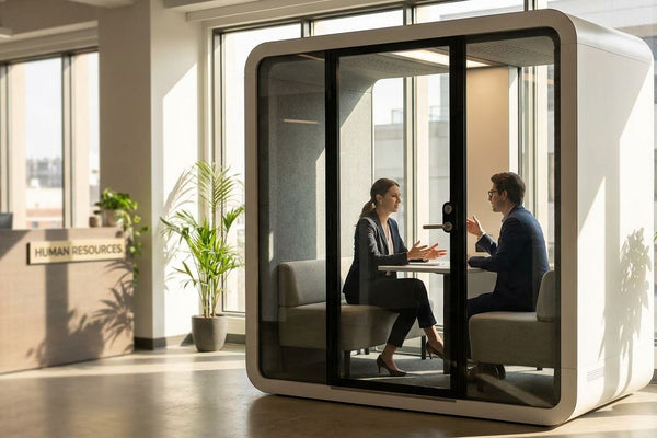 Soundproof booths for HR interview rooms