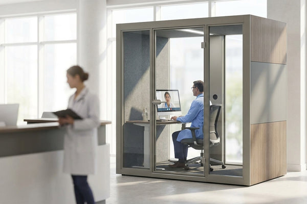 Soundproof pod for private GP and telehealth consultations