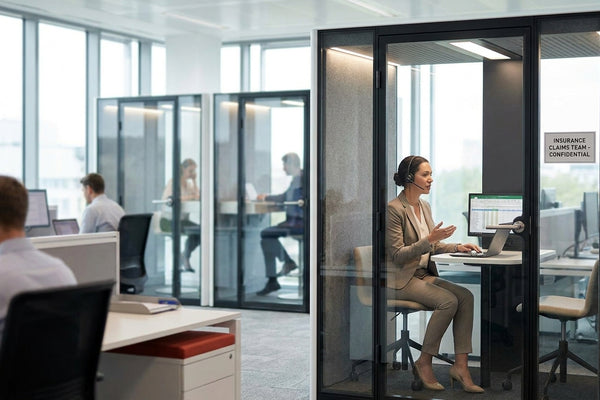 Soundproof booths for insurance claims teams