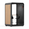 Quell - CoWorker - 1-2 Person Pod Sound Booth Sound Booth Store Wooden Dark Gray Dual Zoom Room + Device Shelf + 2 Barstools
