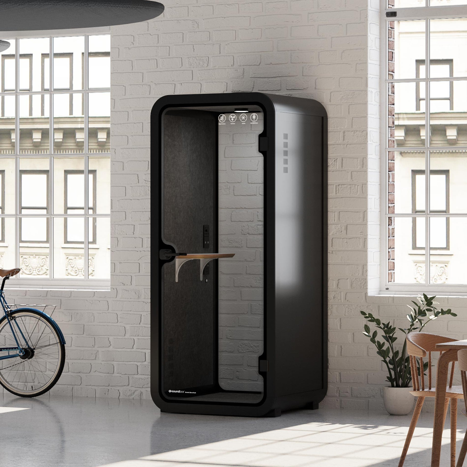 Büro Pod Quell AkustikCharcoal / Dark Grey / No Furniture | Upgraded Device Shelf