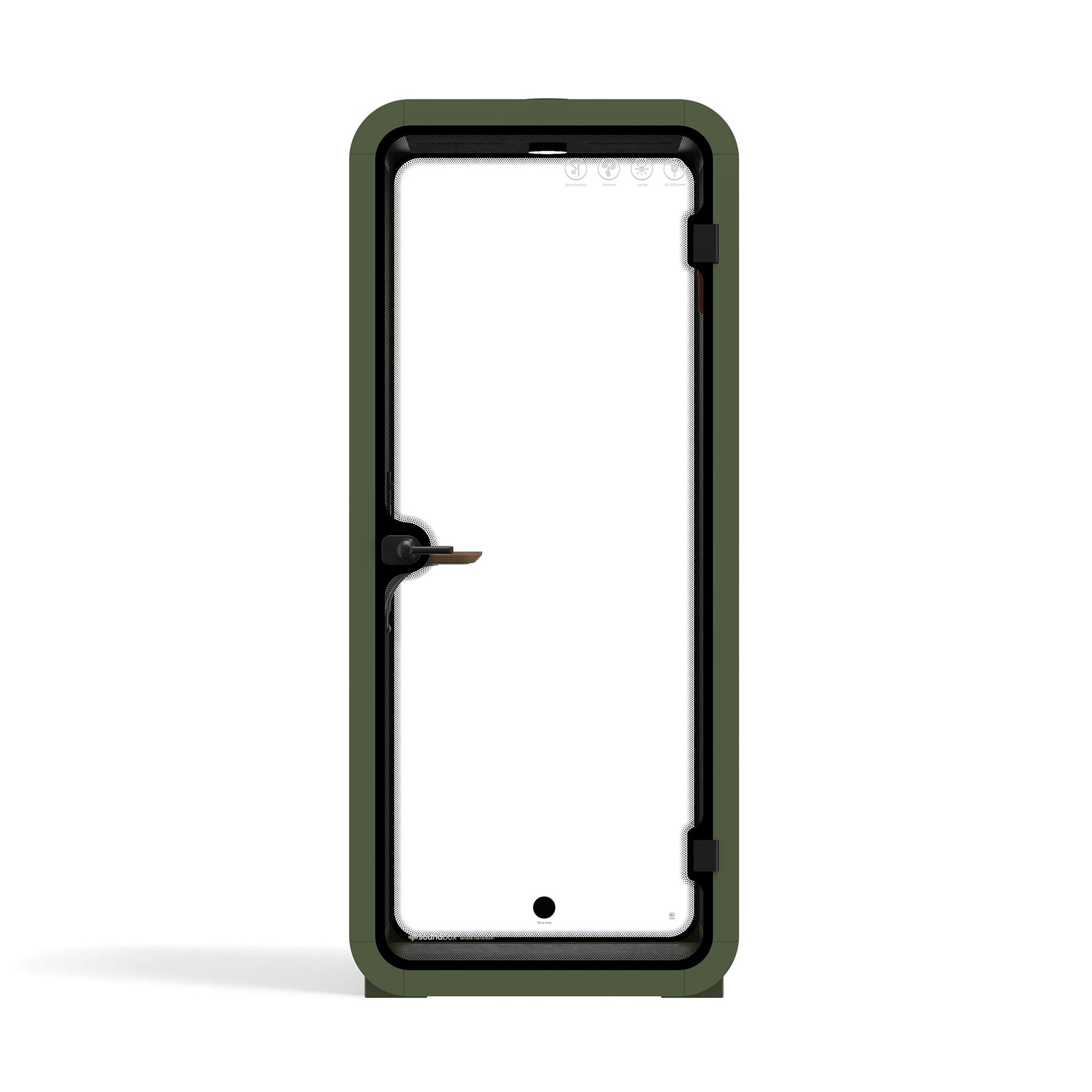 Büro Pod Quell AkustikGreen / Dark Grey / No Furniture | Upgraded Device Shelf